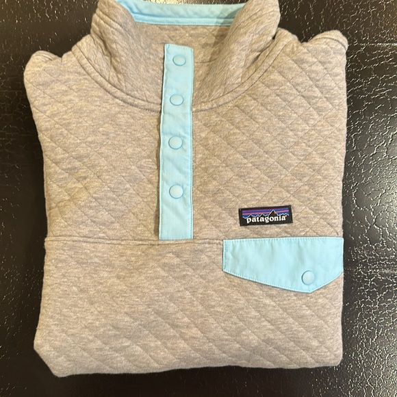 Patagonia Organic Cotton Quilted Snap T Pullover Sweater Gray | Size M Women’s - Picture 12 of 12